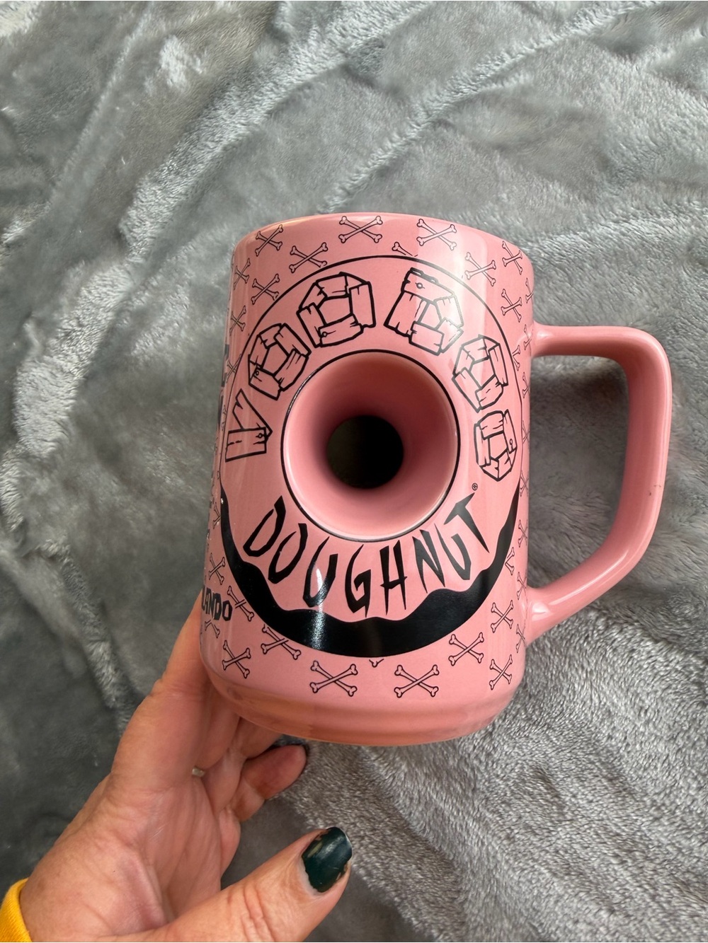 Voodoo Pink Doughnut Ceramic Mug with Hole Design